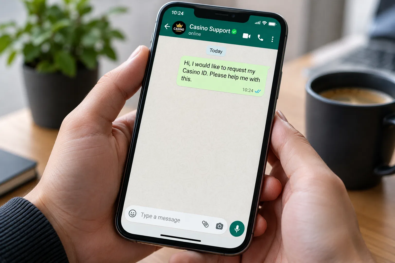 Sending WhatsApp message to Casino ID provider for instant registration